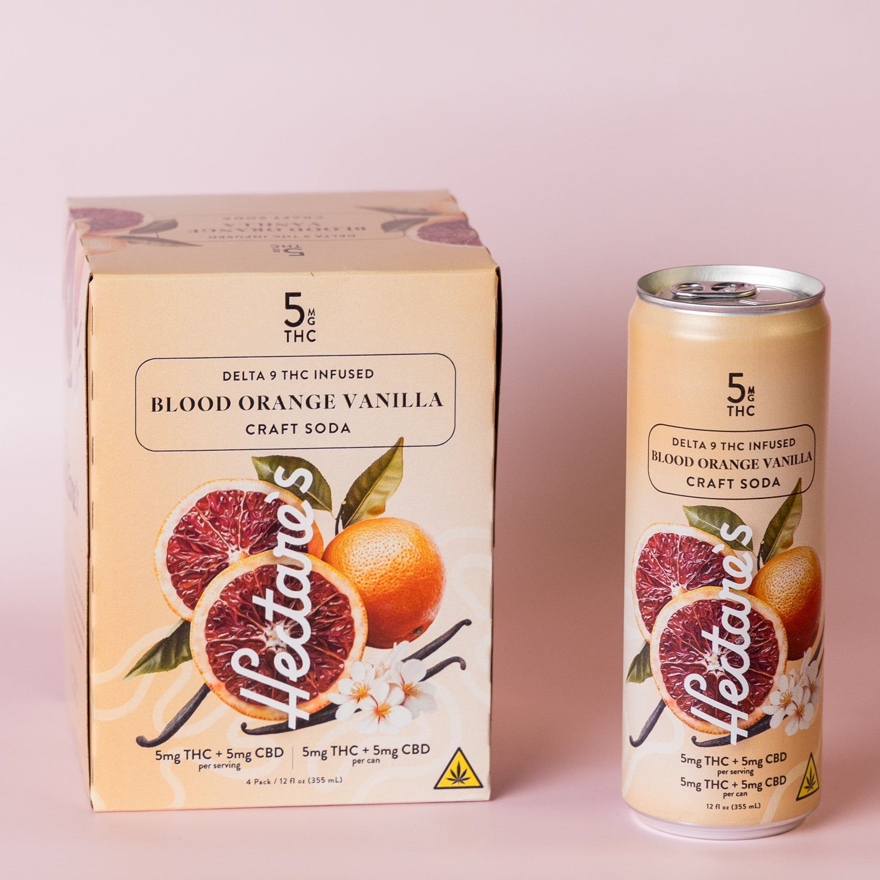 Hectare's Blood Orange Vanilla Delta 9 Craft Soda 4-Pack & Single Can